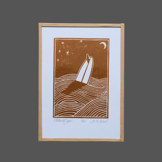"LA DÉRIVE" - Linoprint