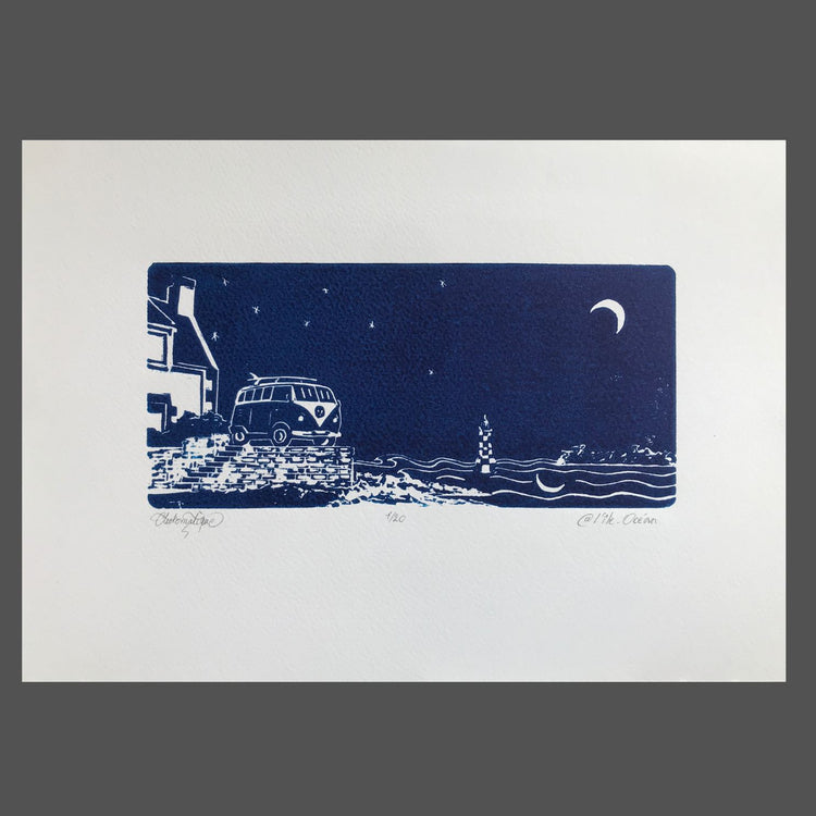 "@ L'ÎLE-OCÉAN" - Linoldruck