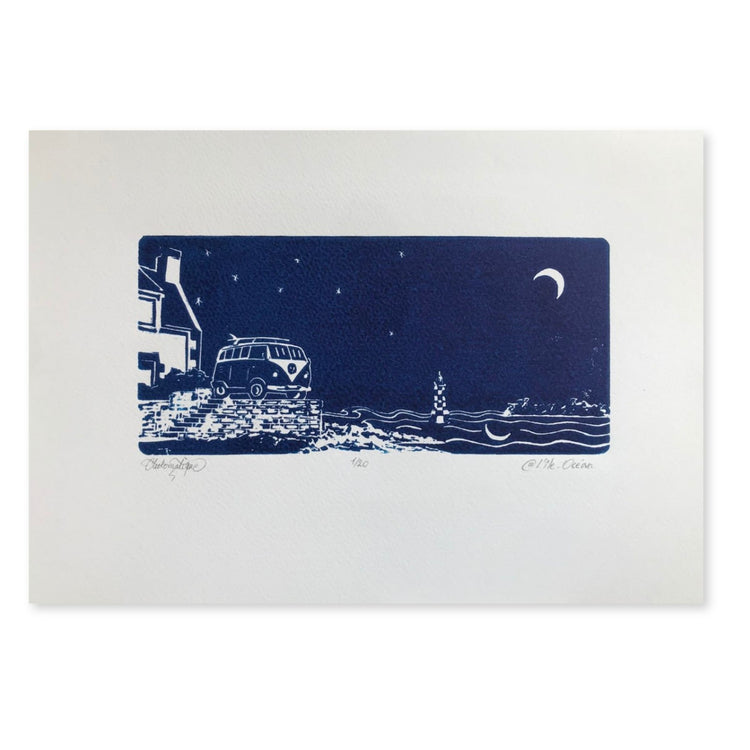 "@ L'ÎLE-OCÉAN" - Linoldruck