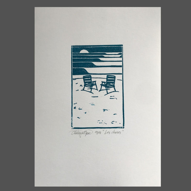 "LES CHAISES" - Linoldruck