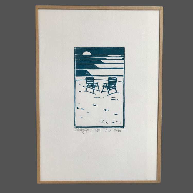 "LES CHAISES" - Linoldruck