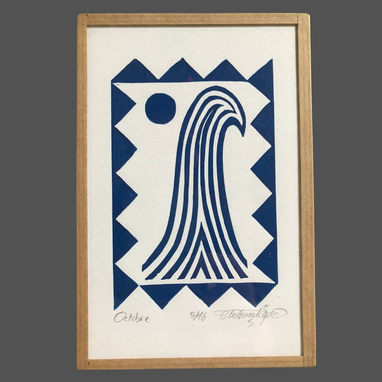 "OCTOBER" - Linoprint