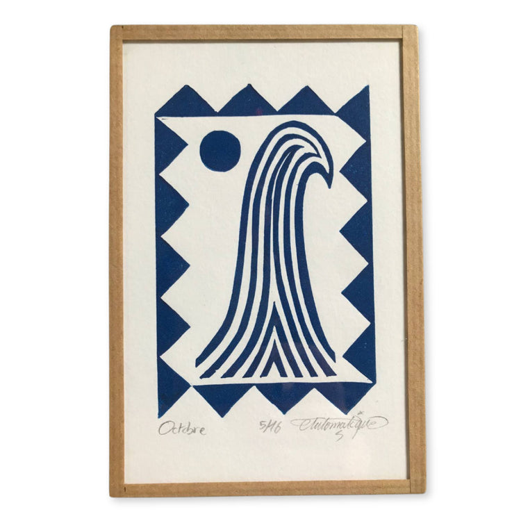 "OCTOBER" - Linoprint