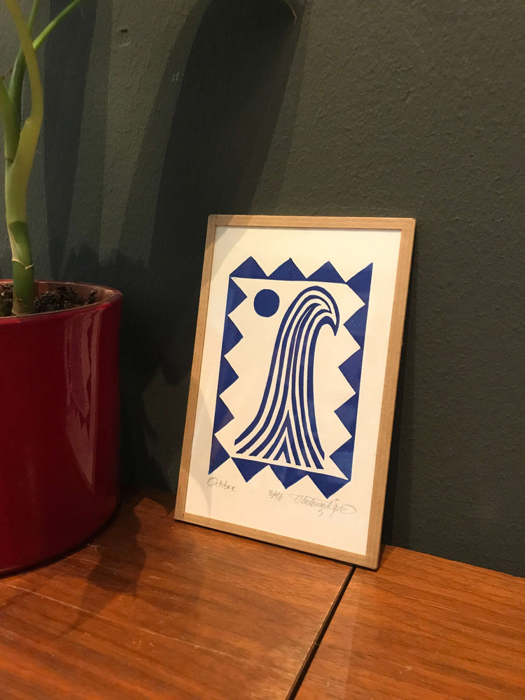 "OCTOBER" - Linoprint