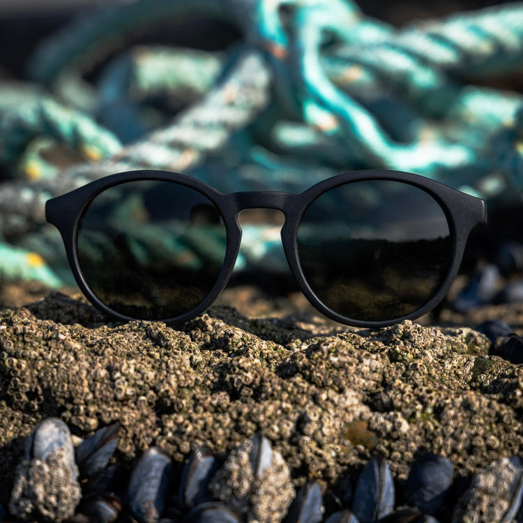 TREVELLAS BLACK SUNGLASSES - Green Polarised Lens