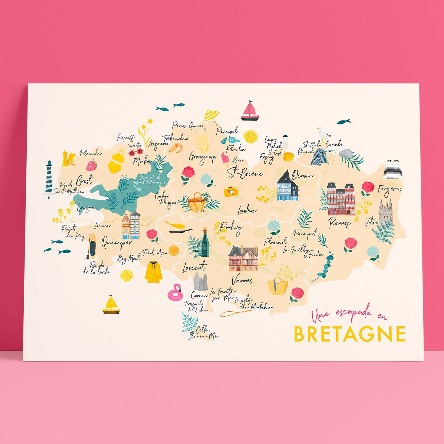 Postkarte Bretagne – Karte von Bretagne - REBEL FIN CO.