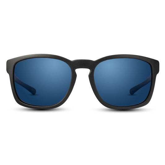 TOWAN BLACK SUNGLASSES - Blue Mirror Polarised Lens