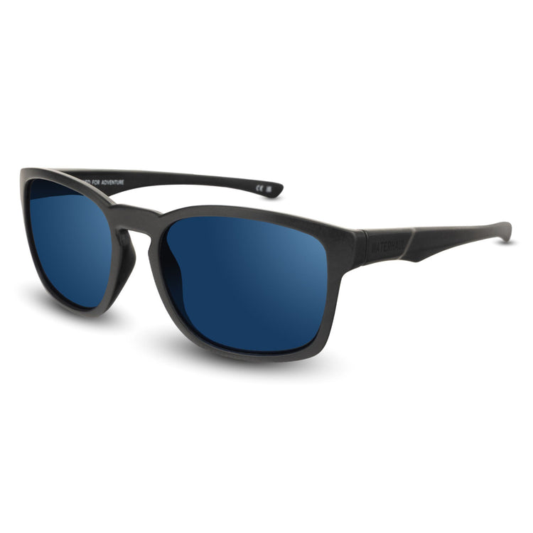 TOWAN BLACK SUNGLASSES - Blue Mirror Polarised Lens