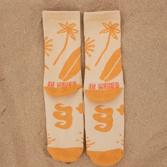SURF & SKATE SOCKS - Summer Mustard Beige - REBEL FIN CO.